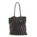 Woman hand woven vintage leather shoulder bag - IT908100