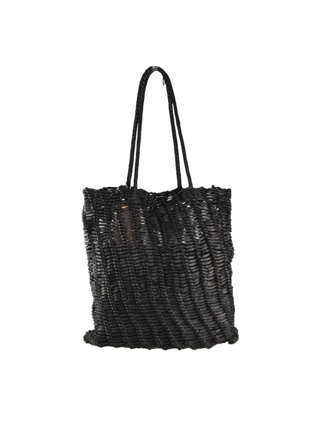 Woman hand woven vintage leather...