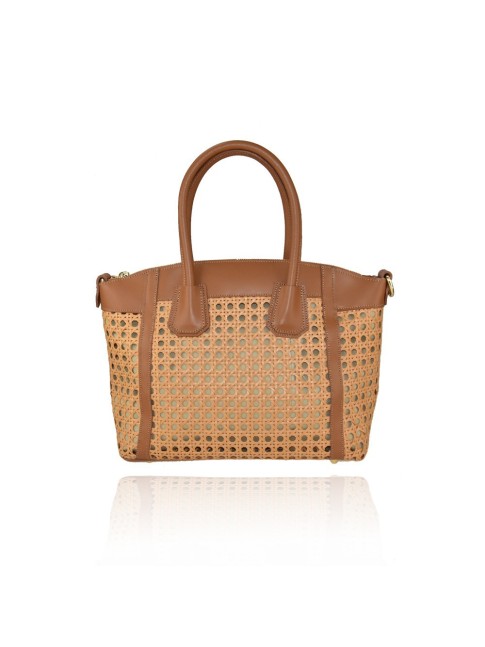 Woman leather & raffia hand... 2