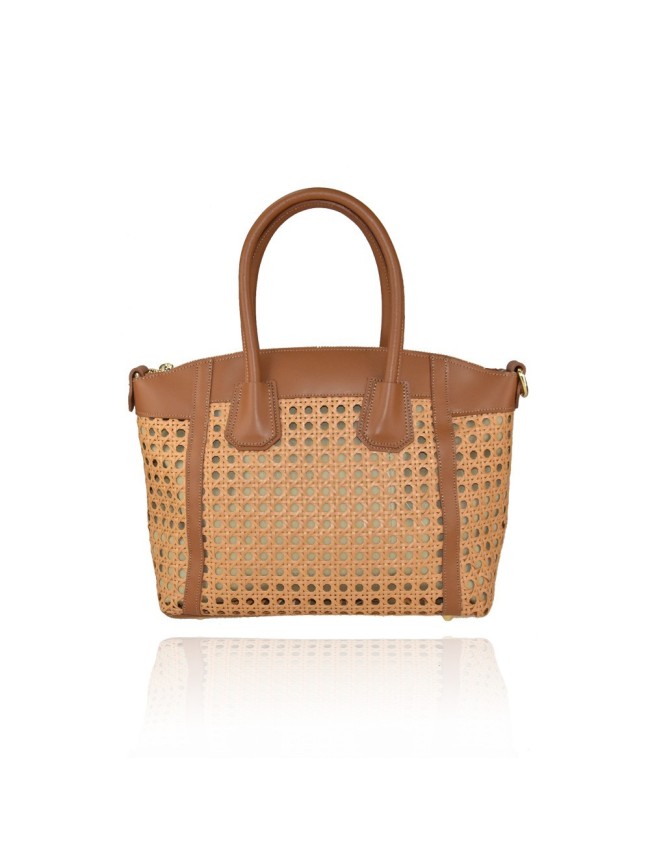 Woman leather & raffia hand bag -... Woman leather & raffia hand bag -...