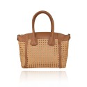 Woman leather & raffia hand bag - ZR38842