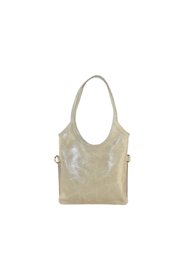 Leather handbag with shoulder strap -...