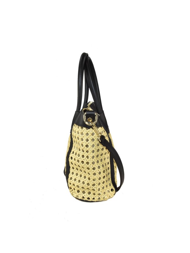 Woman leather & raffia hand bag -... Woman leather & raffia hand bag -...