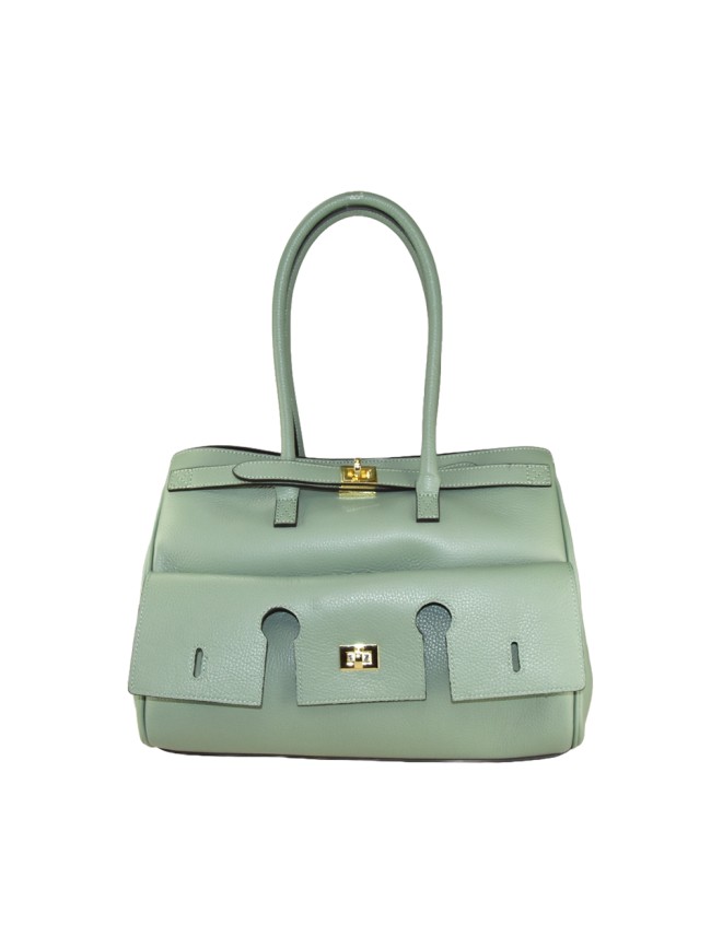 Leather shoulder bag with shoulder...