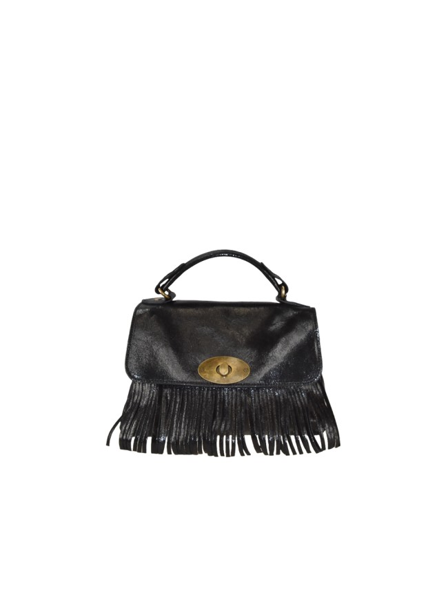 Leather hand bag with fringes 100%...