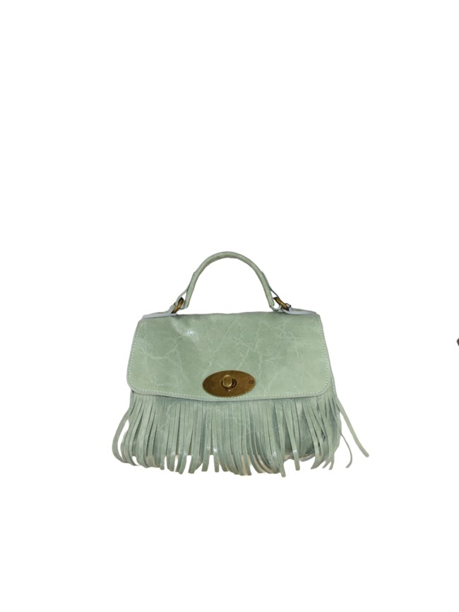 Leather hand bag with fringes 100%...