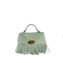Leather hand bag with fringes 100% made Italy - SQ29832