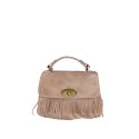 Leather hand bag with fringes 100% made Italy - SQ29832