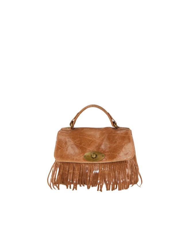 Leather hand bag with fringes 100%...