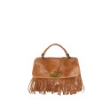 Leather hand bag with fringes 100% made Italy - SQ29832
