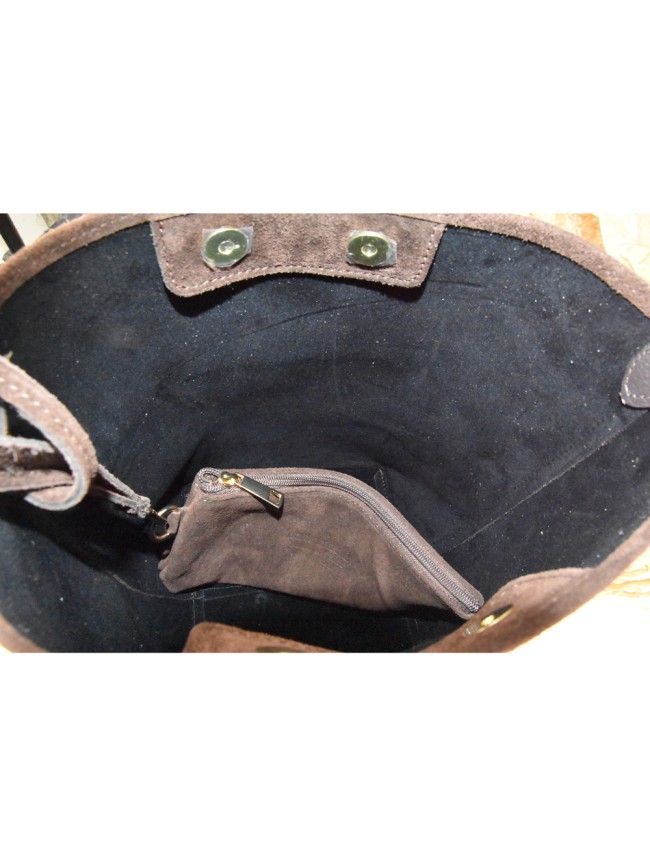 Woman suede leather shoulder bag -...