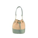 Woman leather & rafia shoulder bag - AG25827