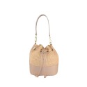 Woman leather & rafia shoulder bag - AG25827