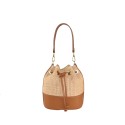 Woman leather & rafia shoulder bag - AG25827