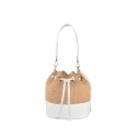 Woman leather & rafia shoulder bag - AG25827