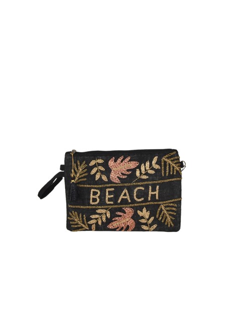 Textile leather pochette -...