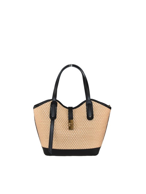 Leather hand bag with...
