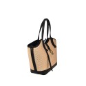 Borsa a mano in pelle e raffia con tracolla - SY43847