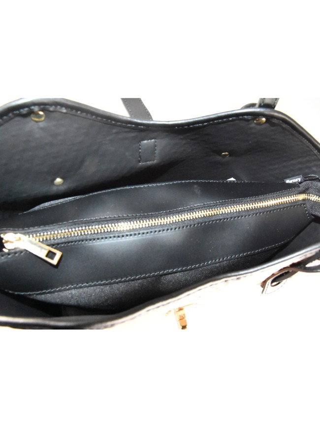 Borsa a mano in pelle e raffia con...