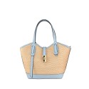 Borsa a mano in pelle e raffia con tracolla - SY43847