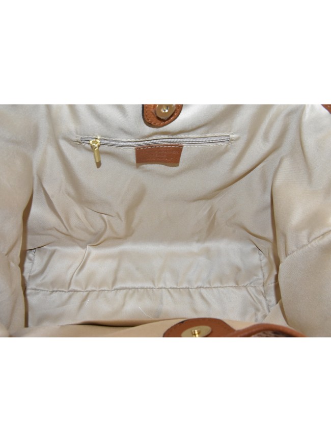 Leather & rafia bag with double...