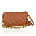 Borsa donna a mano con tracolla in vera pelle con catena - CB44848