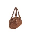 Suede leather shoulder bag with shoulder strap - BG39843