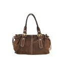 Suede leather shoulder bag with shoulder strap - BG39843