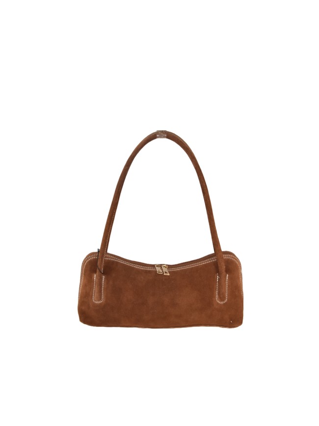 Borsa a spalla in pelle camoscio -...