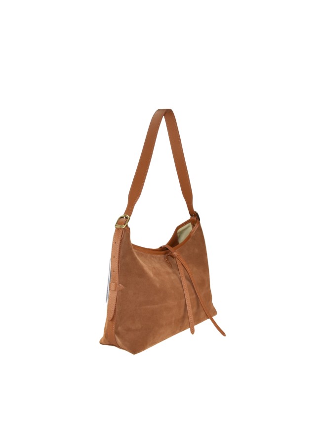Suede leather shoulder bag with...
