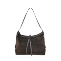 Borsa a spalla in pelle camoscio con manico regolabile - YC39843