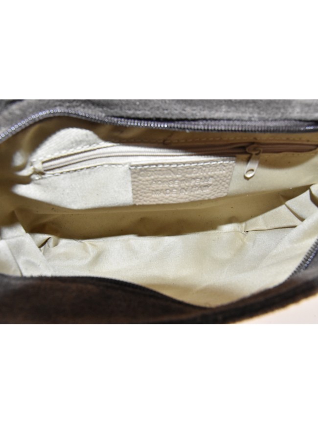 Suede leather shoulder bag with...