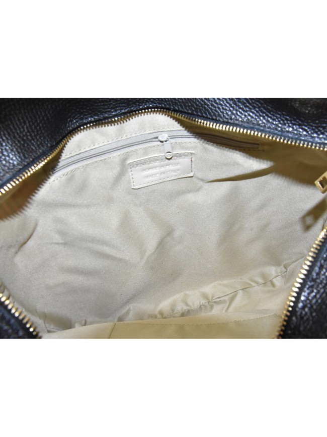 Borsa a spalla in pelle e raffia con...