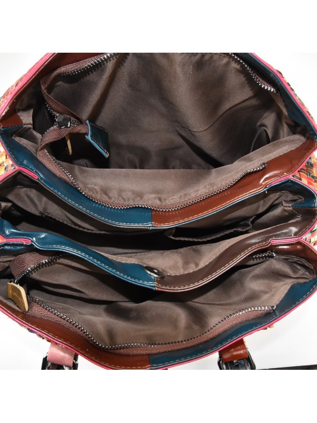 Borsa in pelle patchwork intrecciato...