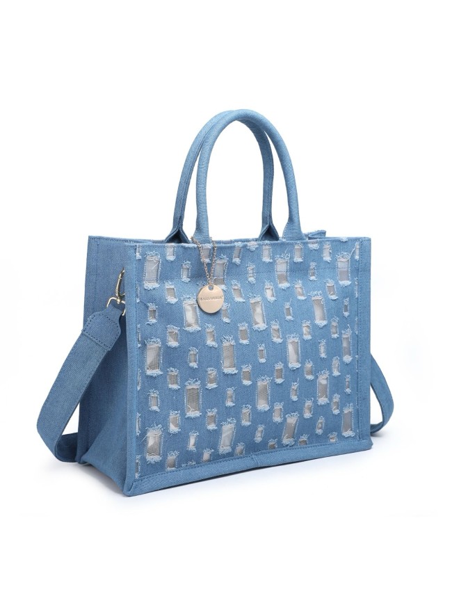 Jeans hand Bag with shoulder strap-...