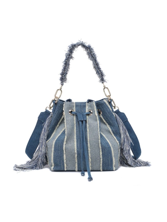 Borsa secchiello a spalla in jeans...