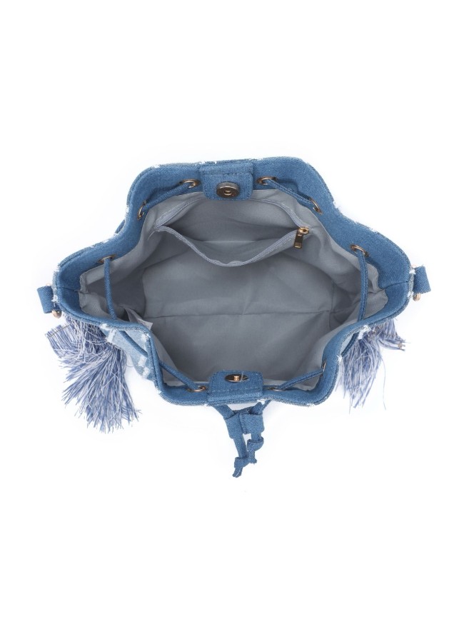 Borsa secchiello a spalla in jeans...