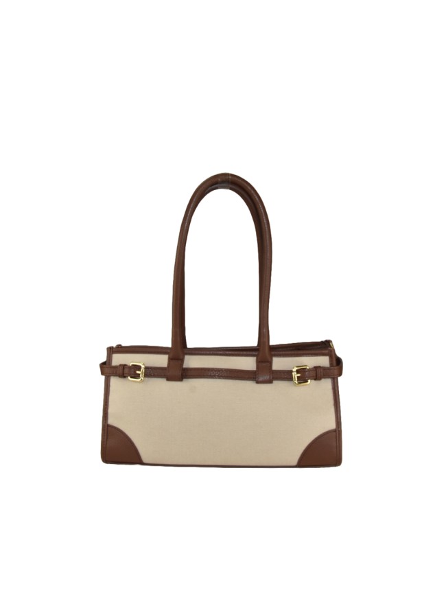 Borsa a spalla in kanvas e pelle 100%...