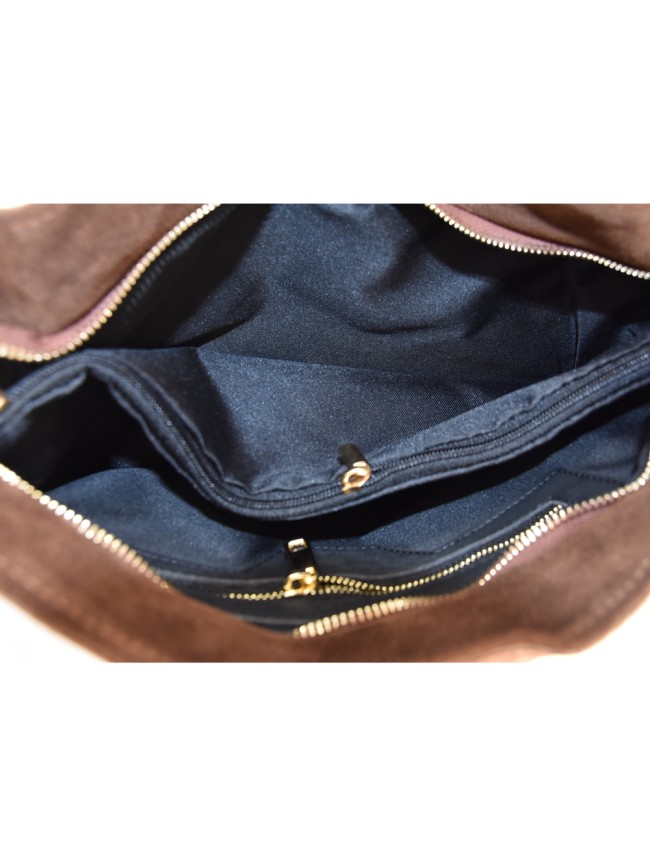 Suede leather shoulder bag with... Suede leather shoulder bag with...