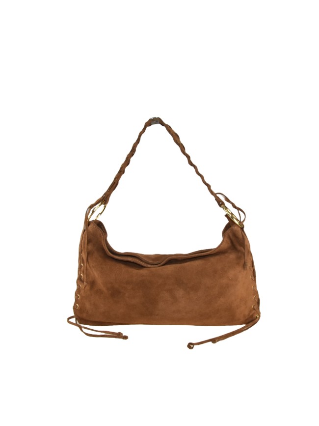 Suede leather shoulder bag with...