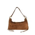 Suede leather shoulder bag with shoulder strap - AL29832