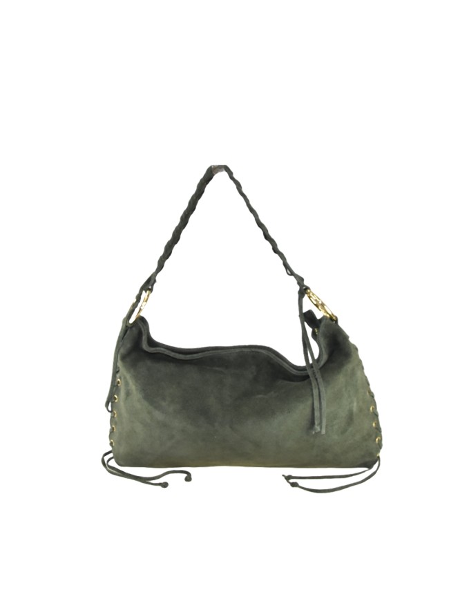 Suede leather shoulder bag with...