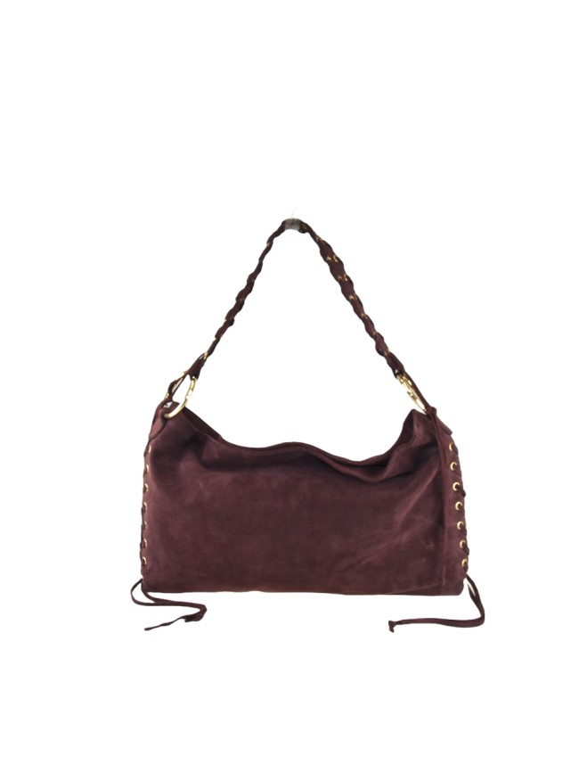Suede leather shoulder bag with...