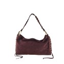 Suede leather shoulder bag with shoulder strap - AL29832