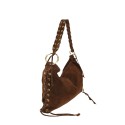 Suede leather shoulder bag with shoulder strap - AL29832