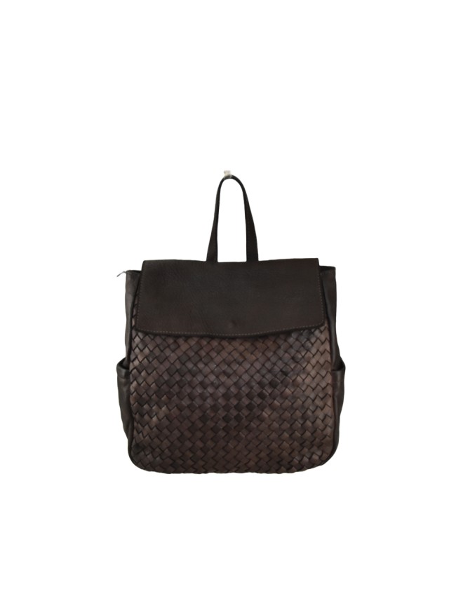 Vintage leather backpack with woven - ZS53858