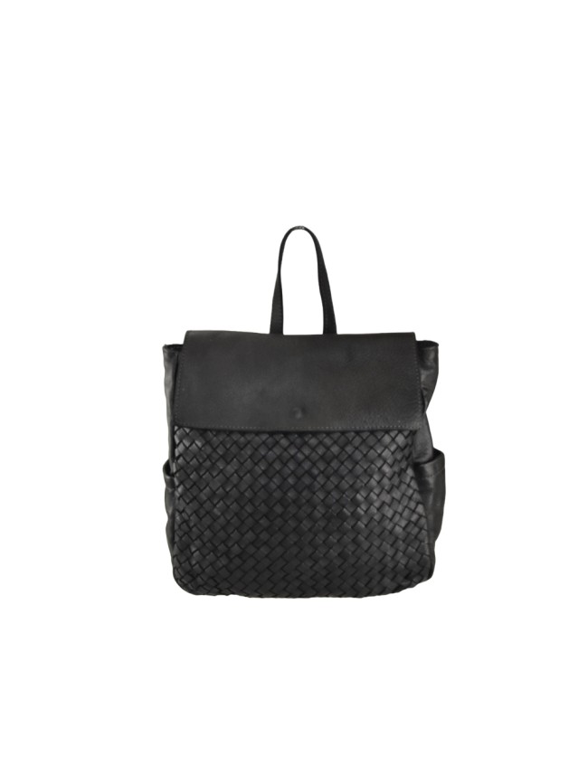 Vintage leather backpack with woven - ZS53858