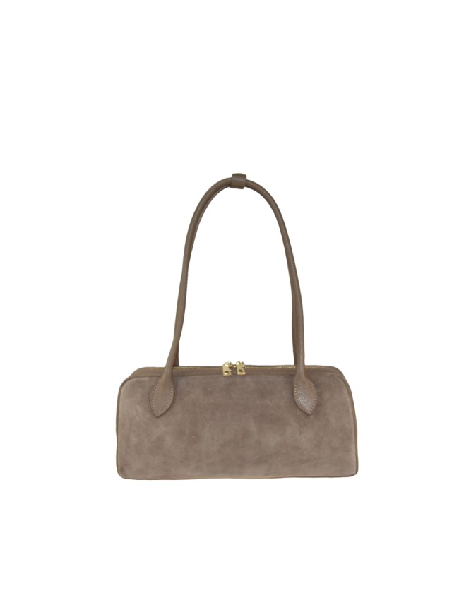 Suede & leather shoulder bag with...