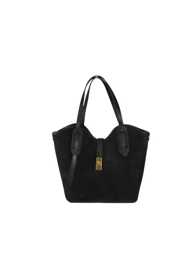 Borsa a spalla in pelle camoscio con tracolla regolabile - TM35838