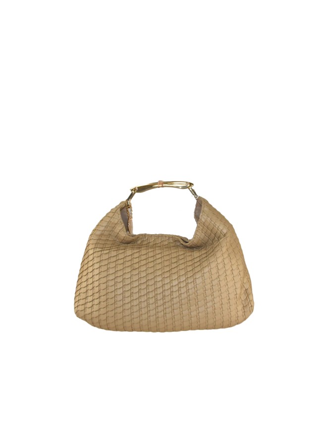 Woman quilted synthetic leather hand...